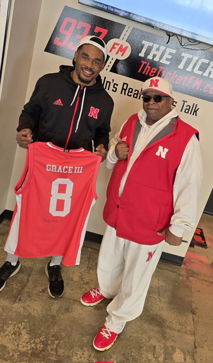 Crown Basketball Champ Nebraska Men's Basketball Jeffrey Grace III stopped by 93.7 The Ticket to post up on the block with Austin and Strick! Also, signed his jersey to go up on the Ticket FM wall! <a href="/937TheTicket/">93.7 The Ticket</a> <a href="/austin_oerman/">Austin Oerman</a> <a href="/EStrick20/">Erick Strickland</a> <a href="/HuskerMBB/">Nebraska Men's Basketball</a> <a href="/JeffreyGraceII1/">Jeffrey Grace III</a>