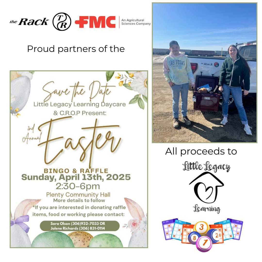 UYMI Agronomy (@ultimateyield) on Twitter photo BINGO!
Please join us as we proudly present a cheque on behalf of <a href="/FMCAgCanada/">FMC Ag Canada</a> to help support the @LittleLegacylearning-Plenty daycare at their 2nd annual Easter Bingo event!
Our Plenty staff will be there volunteering as well as joining in on the fun! Hope to see you there! BINGO!
Please join us as we proudly present a cheque on behalf of <a href="/FMCAgCanada/">FMC Ag Canada</a> to help support the @LittleLegacylearning-Plenty daycare at their 2nd annual Easter Bingo event!
Our Plenty staff will be there volunteering as well as joining in on the fun! Hope to see you there!
