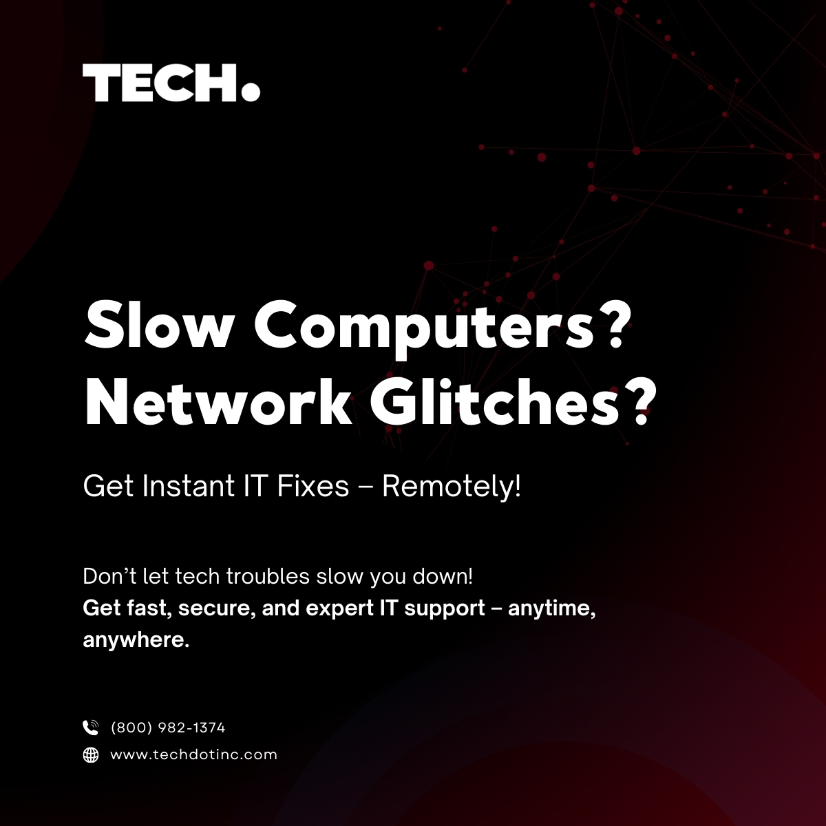 techdotinc's tweet image. Tech issues slowing down your business? Get instant remote IT support!
Fix slow computers, network glitches, and security problems fast—no need for on-site visits. Keep your business running smoothly with expert IT solutions.
#instantitsupport #remotetechhelp #itsolutions