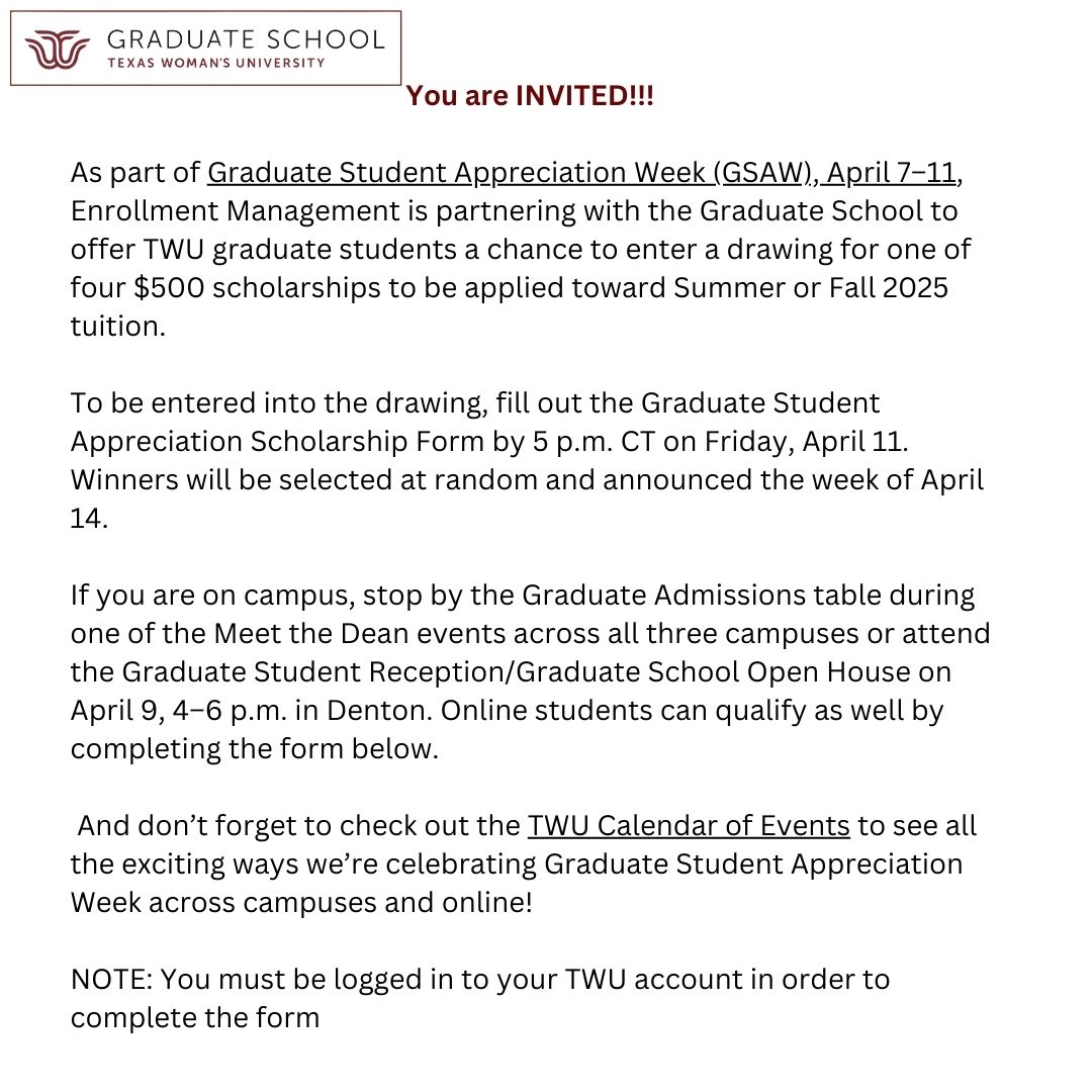 Be on the look-out for an email with a chance to enter into the scholarship drawing.