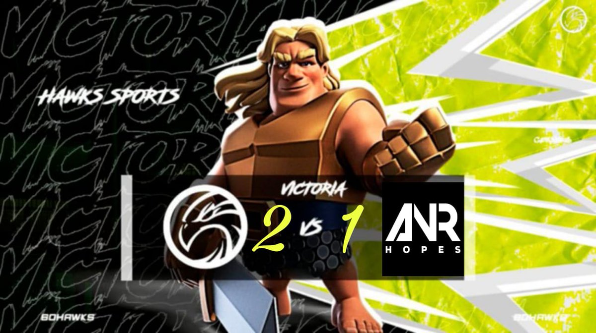 [🦅 RESULTADOS 🦅]
🏆 ¡VICTORIA EN LA JORNADA 2! 🏆

Los halcones despliegan sus alas y caen con fuerza 🦅🔥.
Derrotamos 2-1 a <a href="/ANR_eSport/">Anarchy eSport</a> en la jornada 2 de la <a href="/CupLeonesLE/">Leones Cup</a>  con puro talento y estrategia.

🔥 MVP:
<a href="/SHOPIIPRO02/">Candy Queen ❣️</a> 2-0 ✅

#GoHawks #clashroyale