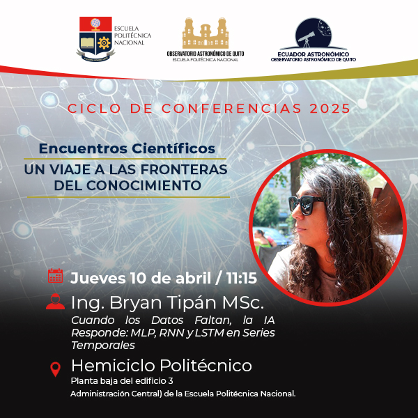 ¡Datos incompletos? ¡La IA tiene la respuesta! Descubre cómo la inteligencia artificial rellena los huecos en el análisis de datos astronómicos. 🗓️ Jueves 10/04/25. 📍 Hemiciclo Politécnico.  ¡Entrada libre!☀️ Observación solar al final. #OAQ