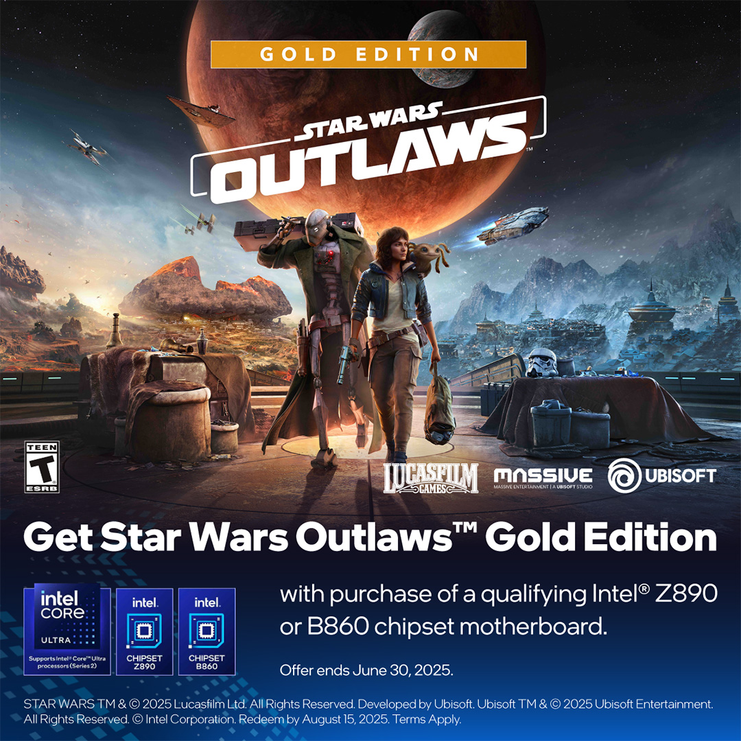 ⚔️ Blasters, bounty hunters, and bold adventures await—Score Star Wars Outlaws™ Gold Edition FREE when you grab an eligible Intel® Z890 or B860 chipset motherboard from Centre Com! 💥 Limited time. Unlimited power.
👉 centrecom.com.au/intel-motherbo…