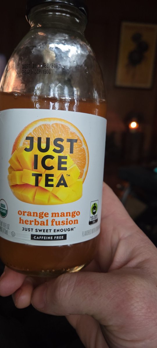 I am really enjoying the new "Orange Mango Herbal Fusion" from Just Ice Tea. <a href="/HonestSeth/">Seth Goldman</a>