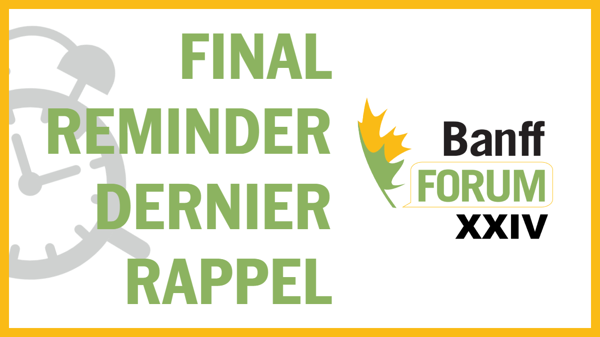 Today is the LAST DAY to submit your Returning Banffer Expression of Interest (EOI) or New Banffer Application, if you wish to join us at #BanffForumXXIV, which will take place October 16-18, 2025 in #QuebecCity, #Quebec!

More information: banffforum.ca/current-forum

#BanffForum