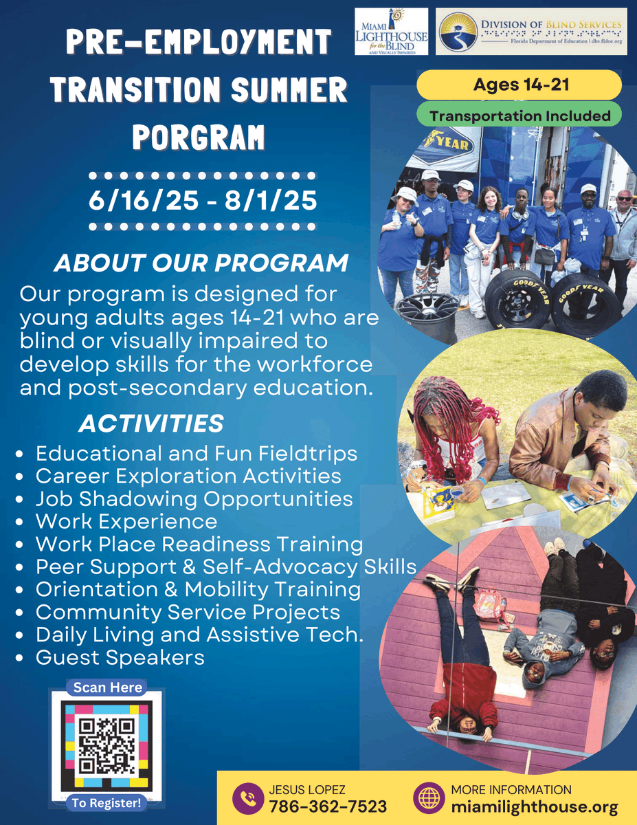 Miamilighthouse's tweet photo. 🌞🕶️ Ready for summer? We are! We are now enrolling for our summer camps for ages 1 to 22. Learn more in the flyers on this post! 

Together, we prove it’s possible to see without sight! 💙👓 #MiamiLighthouse #MiamiLighthouseAcademy

@MDCPS @ELCMDM @childrenstrust  @EducationFL 
@FLBlindServices 

Learn more: https://t.co/Ts5ENHOKgJ

#SchoolfortheBlind #CommunityLeaders #MiamiLeaders #InclusiveClassrooms #InclusiveEducation #InclusivityMatters #InclusiveElementary #InclusiveVPK #AccessibleLearning #VPK #SummerCamp #MiamiSummerCamp #VisualImpairment #MiamiSchools #Toddlers #SupporttheBlind #VisualImpairment #TeenSummerCamp #MusicSummerCamp #ItsPossibletoSeeWithoutSight