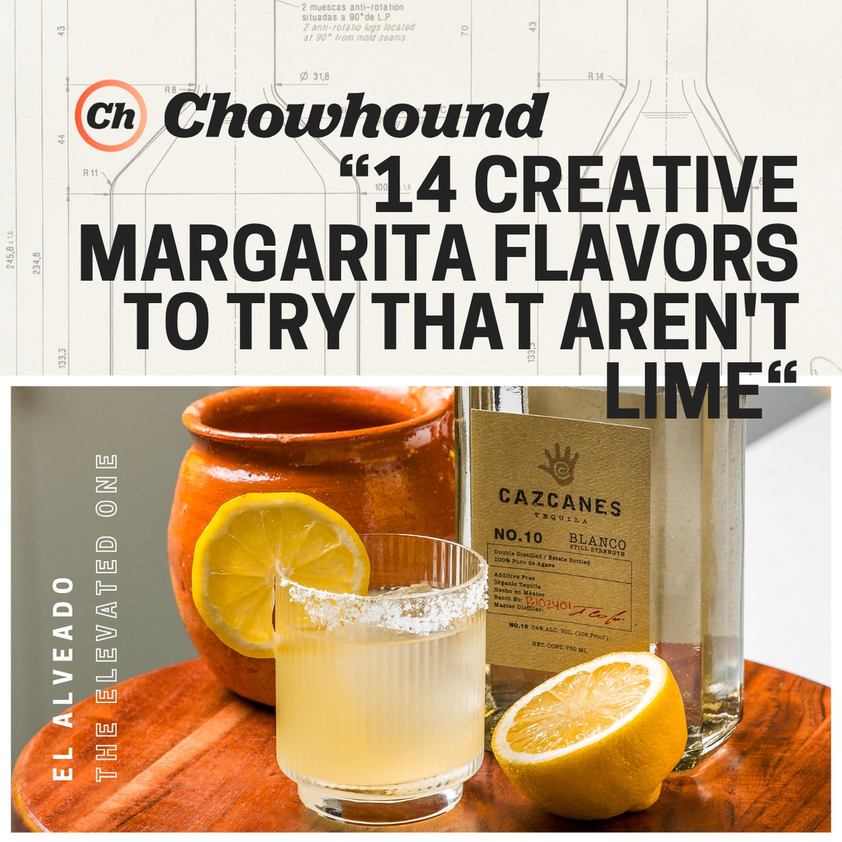 We're proud to see our tequila recognized for inspiring a new take on a classic, in Chowhound’s “14 Creative Margarita Flavors To Try That Aren’t Lime.”

Check out the full article here: chowhound.com/1825100/margar…

#CazcanesTequila #TrueToFlavor #CertifiedOrganicTequila