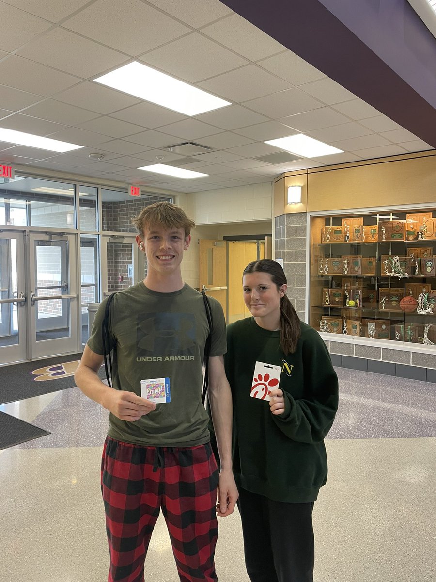 Athletes of the week from last week: Nate Ridgway and Breanna Richmond. Keep up the good work!