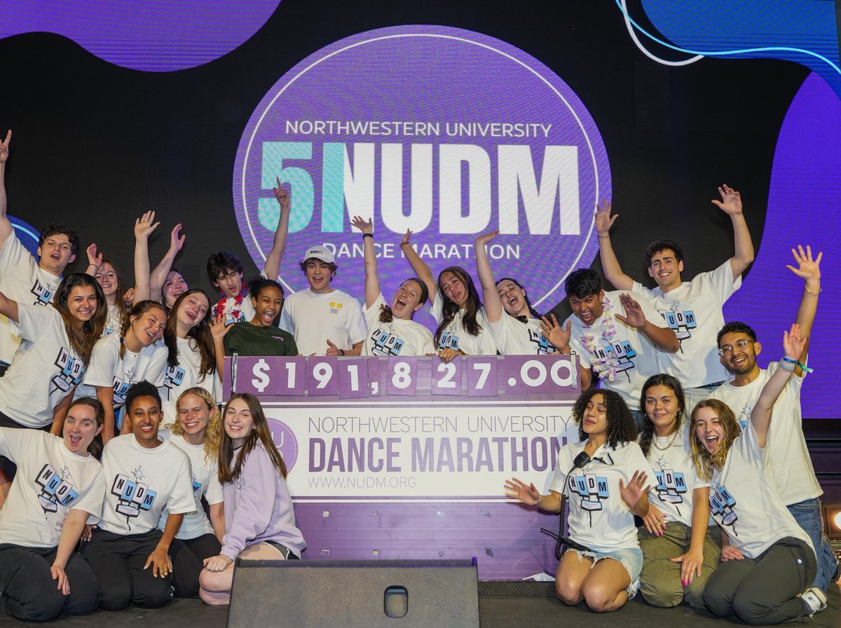 Northwestern (@northwesternu) on Twitter photo Northwestern Dance Marathon 51 is in the books 🕺
While dancing for 15 hours, <a href="/NUDM/">NU Dance Marathon</a> raised over $191,000 for <a href="/chihopesforkids/">ChicagoHOPESforKids</a> and @evanstonforever—and showed off their moves! Great work, dancers 👏💜
📸 Jonah Elkowitz Northwestern Dance Marathon 51 is in the books 🕺
While dancing for 15 hours, <a href="/NUDM/">NU Dance Marathon</a> raised over $191,000 for <a href="/chihopesforkids/">ChicagoHOPESforKids</a> and @evanstonforever—and showed off their moves! Great work, dancers 👏💜
📸 Jonah Elkowitz