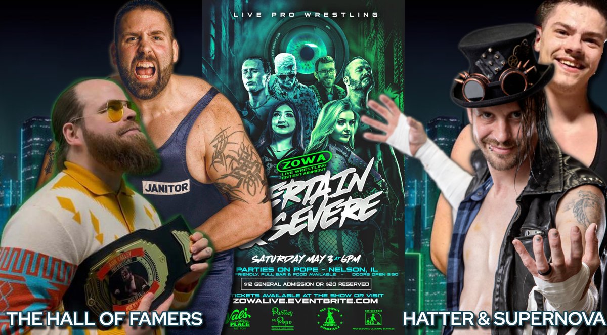zowalive's tweet photo. Your first 4 match announcements for May 3 in Nelson, IL! https://t.co/bI1b0rS7Us