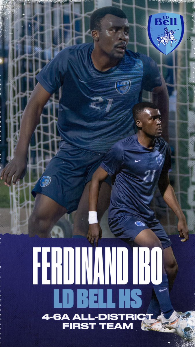 LD Bell Men's Soccer (@ldbell_soccer) on Twitter photo Congratulations to Senior Ferdinand Ibo on his selection to the 1st Team All-District 4-6A! Ibo took on the best of the best and held our opponents to a 1.14 GA average in District 4-6A. Proud of you, Ibo! #UniteAndConquer #AllDistrict1stTeam <a href="/RandyBelcherBHS/">Randy D Belcher</a> Congratulations to Senior Ferdinand Ibo on his selection to the 1st Team All-District 4-6A! Ibo took on the best of the best and held our opponents to a 1.14 GA average in District 4-6A. Proud of you, Ibo! #UniteAndConquer #AllDistrict1stTeam <a href="/RandyBelcherBHS/">Randy D Belcher</a>
