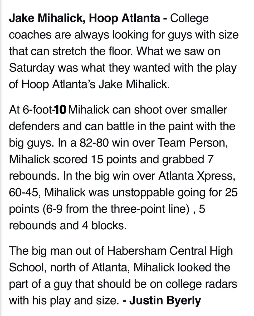 HoopAtlanta (@hoopatlanta_) on Twitter photo 2026 6’10” Jake Mihalick listed as Top Performer from The Main Event. <a href="/JakeMihalick/">Jake Mihalick</a> <a href="/JustinByerly/">Justin Byerly</a> 2026 6’10” Jake Mihalick listed as Top Performer from The Main Event. <a href="/JakeMihalick/">Jake Mihalick</a> <a href="/JustinByerly/">Justin Byerly</a>