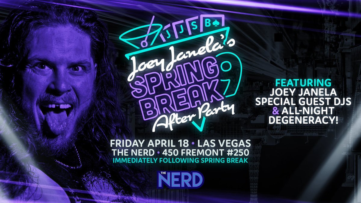 Hey, after Spring Break 9 I’ll be hosting the most out of control after party at <a href="/NerdBarLV/">The Nerd</a> everybody will probably be there! 

Special guest DJs including a set by “THE JUICE” Juventud Guerrera! 

Get your ticket now because if we are capacity, we are at capacity!