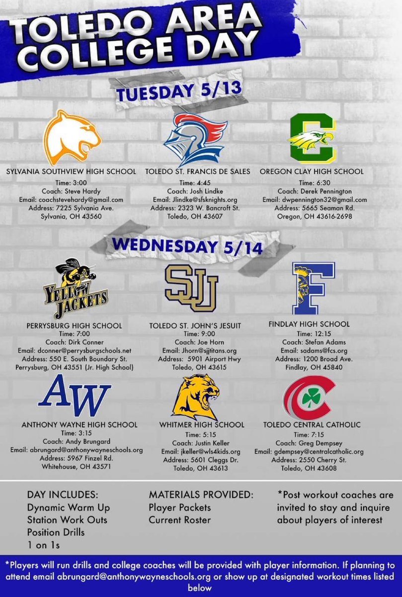 🚨 College Coaches 🚨

Come watch me and my boys work at our Spring Showcase 

Central Catholic High School 
May 14th 7:15