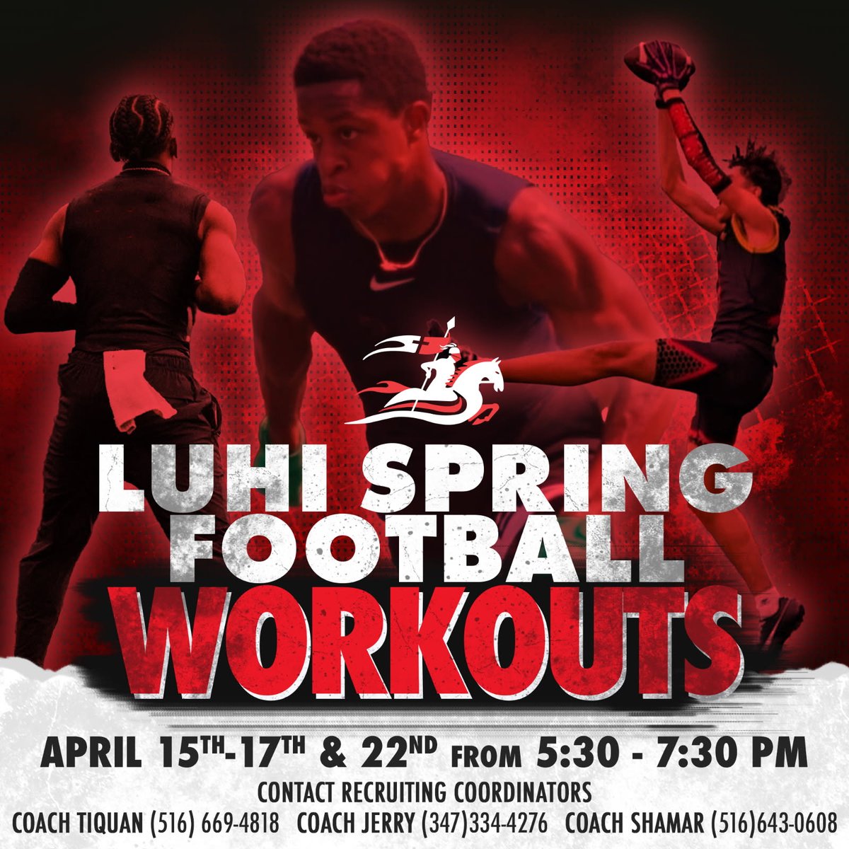 LuHi Football (@luhifootball) on Twitter photo 🚨Spring Football Workouts🚨
Coaches we'd love too have you stop by campus to check us out‼️#WeAreLuhi
<a href="/CoachLiteFeet/">Coach Tiquan Garner</a> <a href="/ShamarStephen/">Shamar Stephen</a> <a href="/JB_SMiami/">Jerry Butler</a> <a href="/coachwhizzy/">COACH WHITE/TRUE GRITT29</a> 🚨Spring Football Workouts🚨
Coaches we'd love too have you stop by campus to check us out‼️#WeAreLuhi
<a href="/CoachLiteFeet/">Coach Tiquan Garner</a> <a href="/ShamarStephen/">Shamar Stephen</a> <a href="/JB_SMiami/">Jerry Butler</a> <a href="/coachwhizzy/">COACH WHITE/TRUE GRITT29</a>