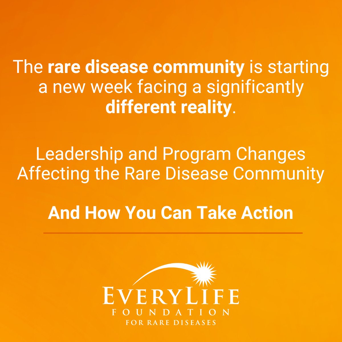 The rare disease community is starting a new week facing a significantly different reality.

More than 20,000 federal roles have been eliminated, impacting agencies with direct impact on our rare community.

Read full news post here: bit.ly/4cnrgCf

𝗧𝗵𝗲𝗿𝗲 𝗶𝘀 𝗻𝗼