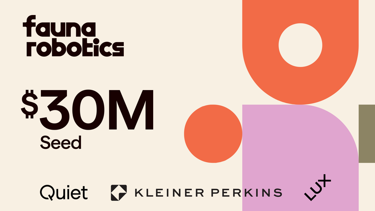 faunarobotics's tweet image. We’ve raised $30M to build robots that thrive in human spaces. Backed by Kleiner Perkins, Quiet Capital, and Lux Capital, we’re growing fast—thanks to a wildly talented team that’s already made some serious magic happen. Come build with us! faunarobotics.com