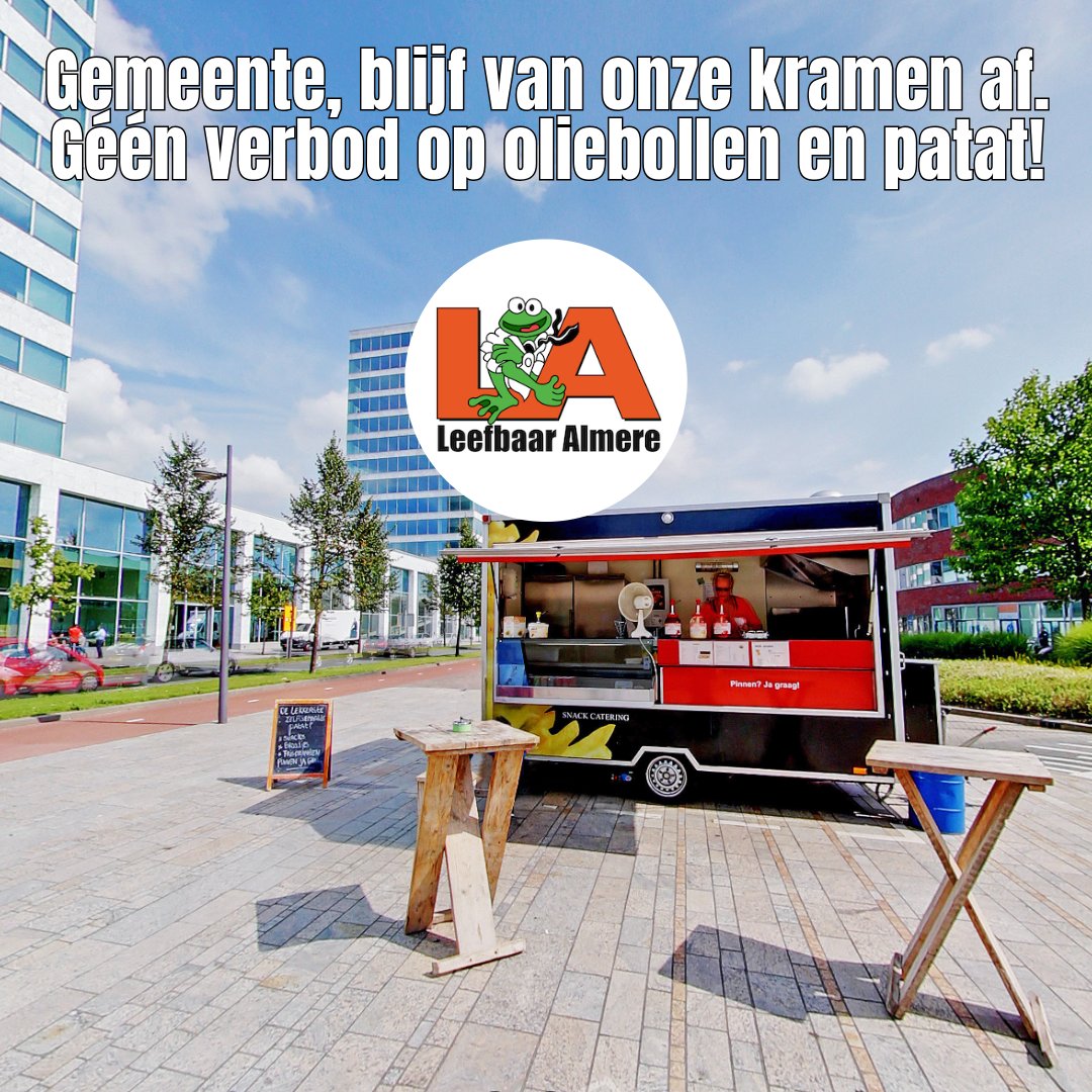 Donderdag bespreken we onze agendering, waarin we een duidelijk signaal afgeven: stop met het voorgestelde anti-frituurbeleid. Zodat we in Almere ook in de toekomst gewoon een oliebol of een patatje kunnen kopen bij onze vertrouwde kraamhouders.

“Het voorgestelde beleid betekent