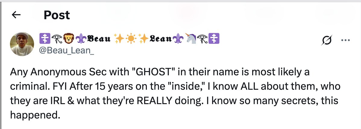 The #Cyber_Criminals that have infiltrated the #Anonymous group need to be found.

This ex-Anon states knows what has happened.

"Any #Anonymous Sec with Ghost" in their name is most likely a #criminal"

#Who_D1s #MelodyBlues #Moxi3 #0utlaw #piaches