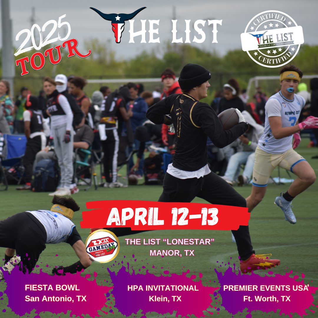 THELIST7v7's tweet photo. TX7v7 WEEK 15 is here! We have (3) D1 CERTIFIED Tournaments running this weekend. https://t.co/TXCEOuBLA5