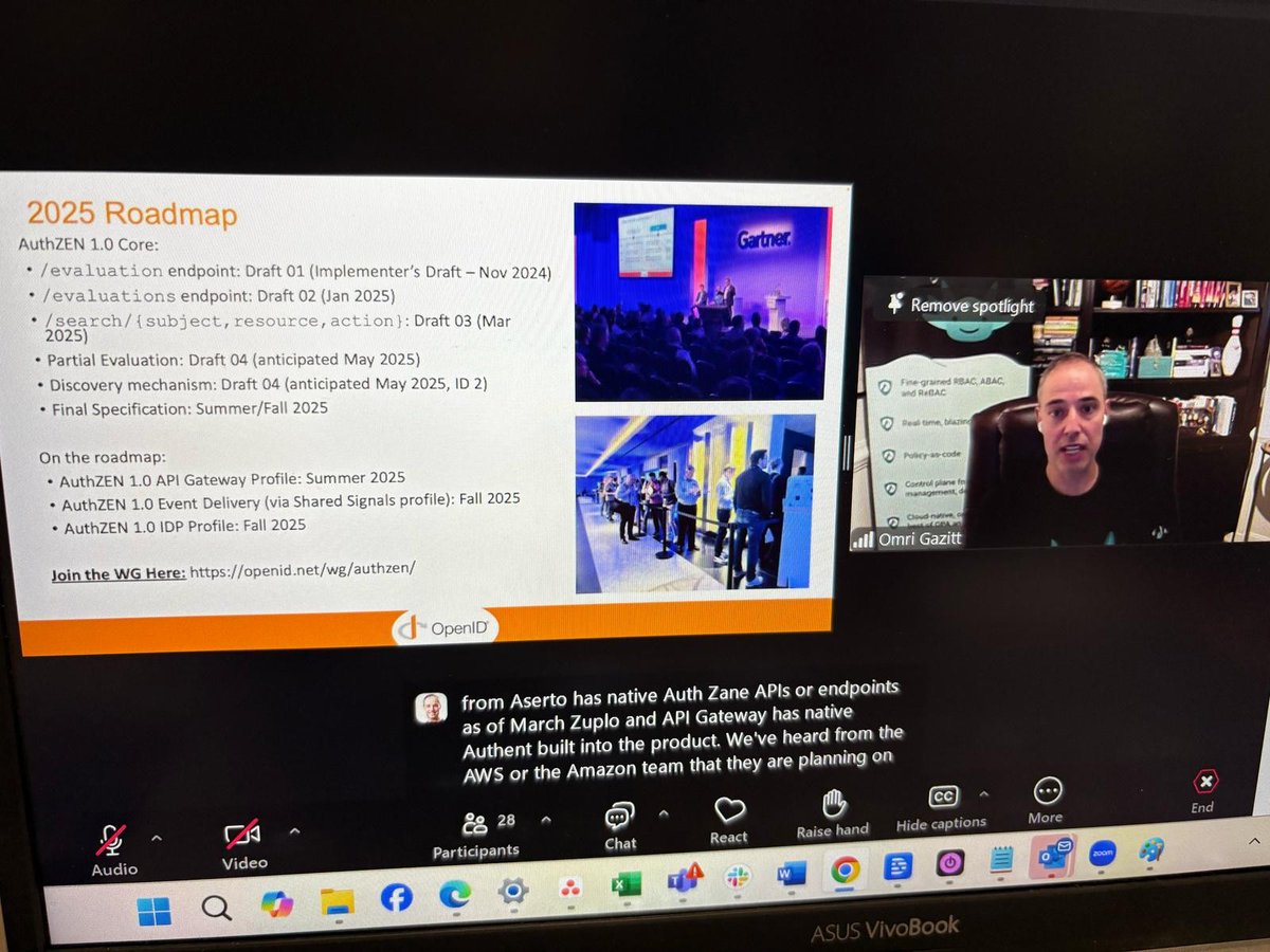 Thanks to Omri Gazitt who joined us online to give the OpenID Foundation #AuthZen WG update at the members meeting today!

#IdentitySecurity #AuthZEN #SharedSignals #IPSIE #eKYC #IAM #CyberSecurity #FAPI #interoperability #digitalID #digitalidentity #standards #OpenID #membership