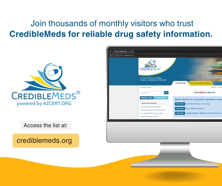 Sign up today to access the QTdrugs List and take control of your heart health with our expert-backed resources.

Access the list at:

crediblemeds.org/register

#CredibleMeds #QTdrugsList #DrugSafety #hearthealth