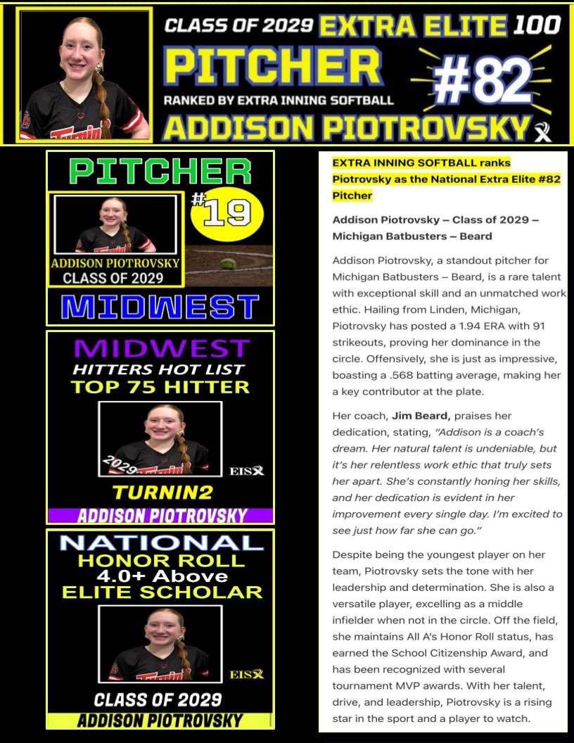 Thank you <a href="/ExtraInningSB/">EXTRA INNING SOFTBALL</a> for also ranking me as a top hitter in the Midwest and a national scholar among this great 2029 class!