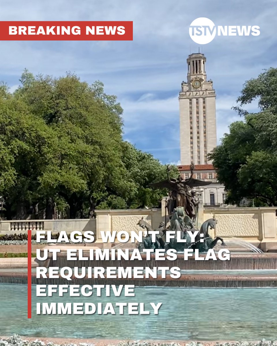 TSTVNews's tweet image. UT has eliminated its flag requirements effective immediately, the university announced Monday.
This is a breaking news story, and we will continue to provide updates as information becomes available.
More on what we know now: tstvnews.com/2025/04/07/fla…