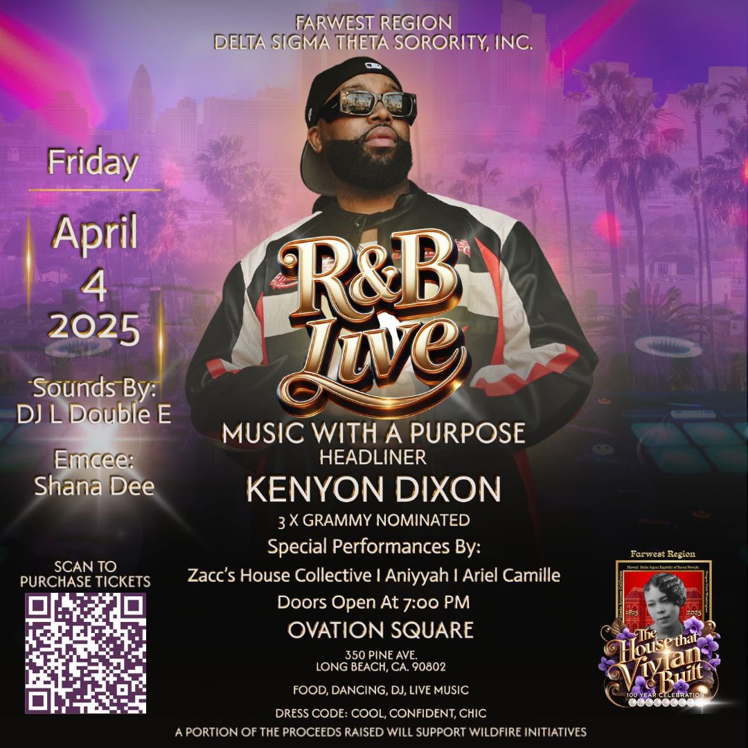 DSTFWR's tweet image. R&amp;amp;B Live: Music with a Purpose

3X Grammy-nominated Kenyon Dixon is hitting the stage for a night of soul, love, and purpose. This benefit event supports those impacted by wildfires—because giving back never sounded so good. 

Hit link in bio to purchase tickets

#RnB #LiveMusic