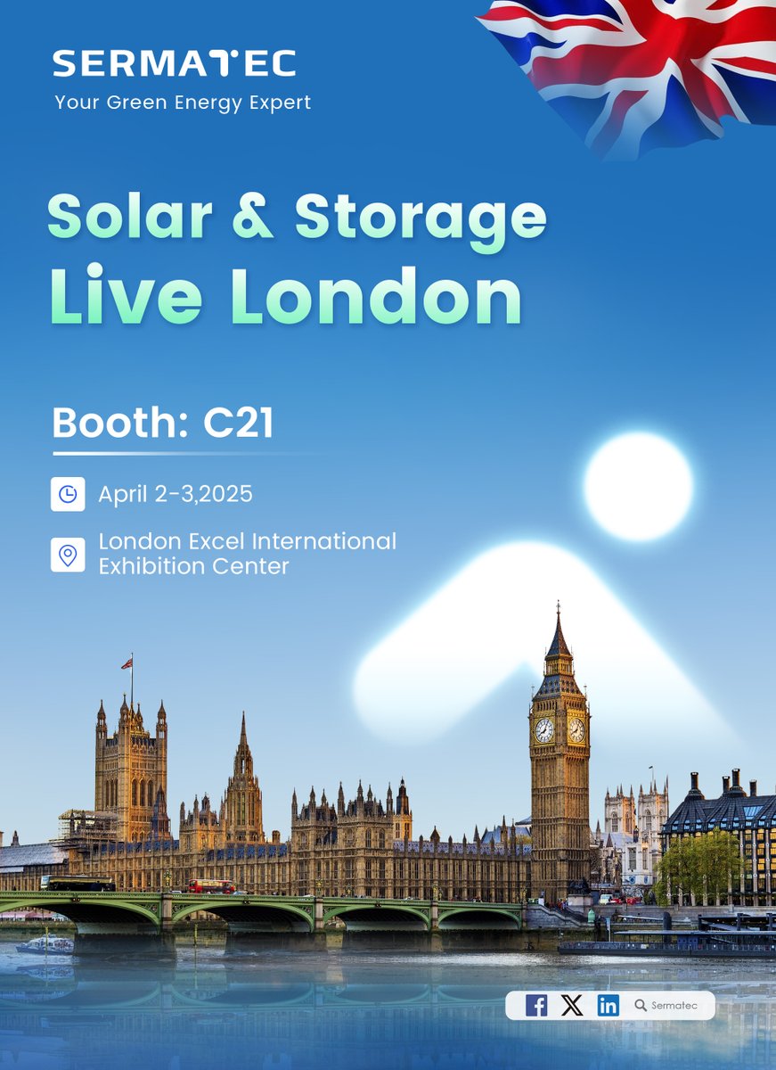 See You at Solar &amp; Storage Live London 2025 🇬🇧!

⚡ Join us from April 2-3 at the London Excel International Exhibition Center to explore our cutting-edge C&amp;I ESS and Utility-Scale ESS solutions, designed to accelerate Europe’s clean energy transition.

📍 Venue: C21

#SERMATEC
