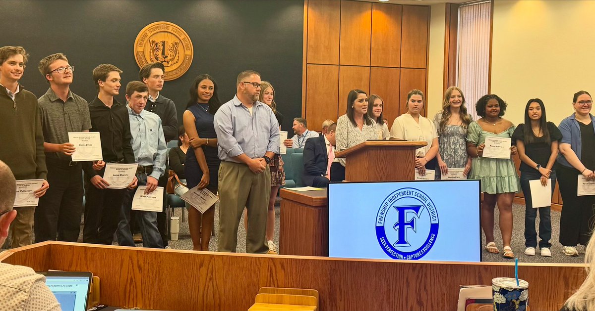 A huge Thank You to the Frenship ISD School Board for giving us the opportunity to honor our State Competition Qualifiers and TSATA All State Academic Award recipients. Your continued support of all programs and students creates an atmosphere of  excellence that inspires success!