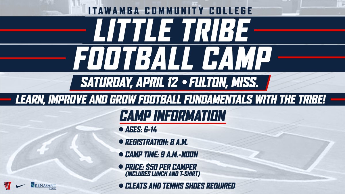 Due to weather concerns, the Little Tribe Football Camp has been rescheduled for April 12 - if you’ve already paid, it will carry over to the new date. #RollTribe #ICCFB