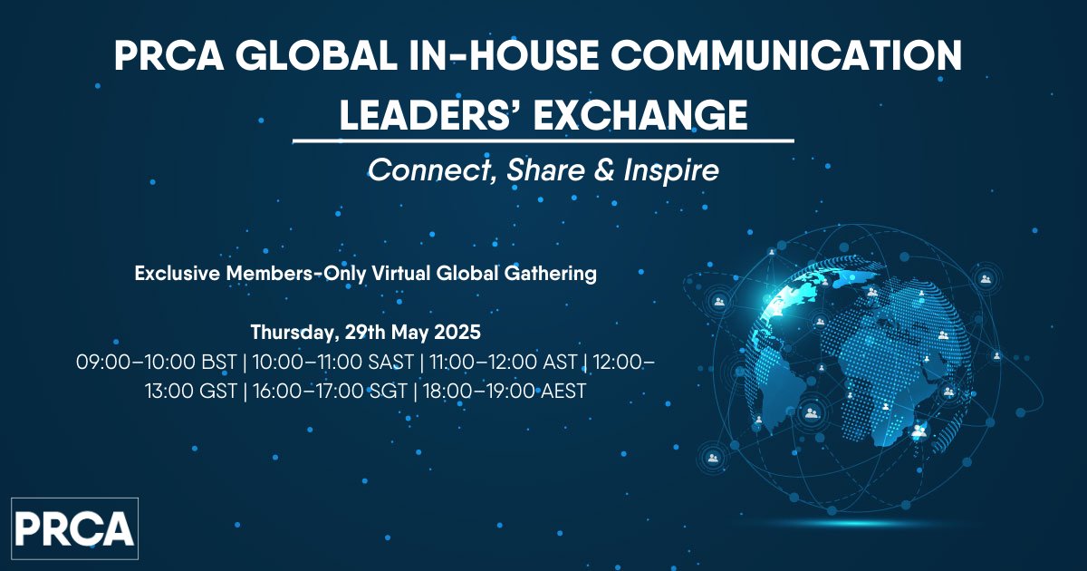 The world of in-house communications comes with its own unique challenges and opportunities. 

Join the PRCA Global In-House Communication Leaders' Exchange for an interactive session to connect with peers who understand the in-house dynamic.

Learn more: ow.ly/p9ho50Vpqlp
