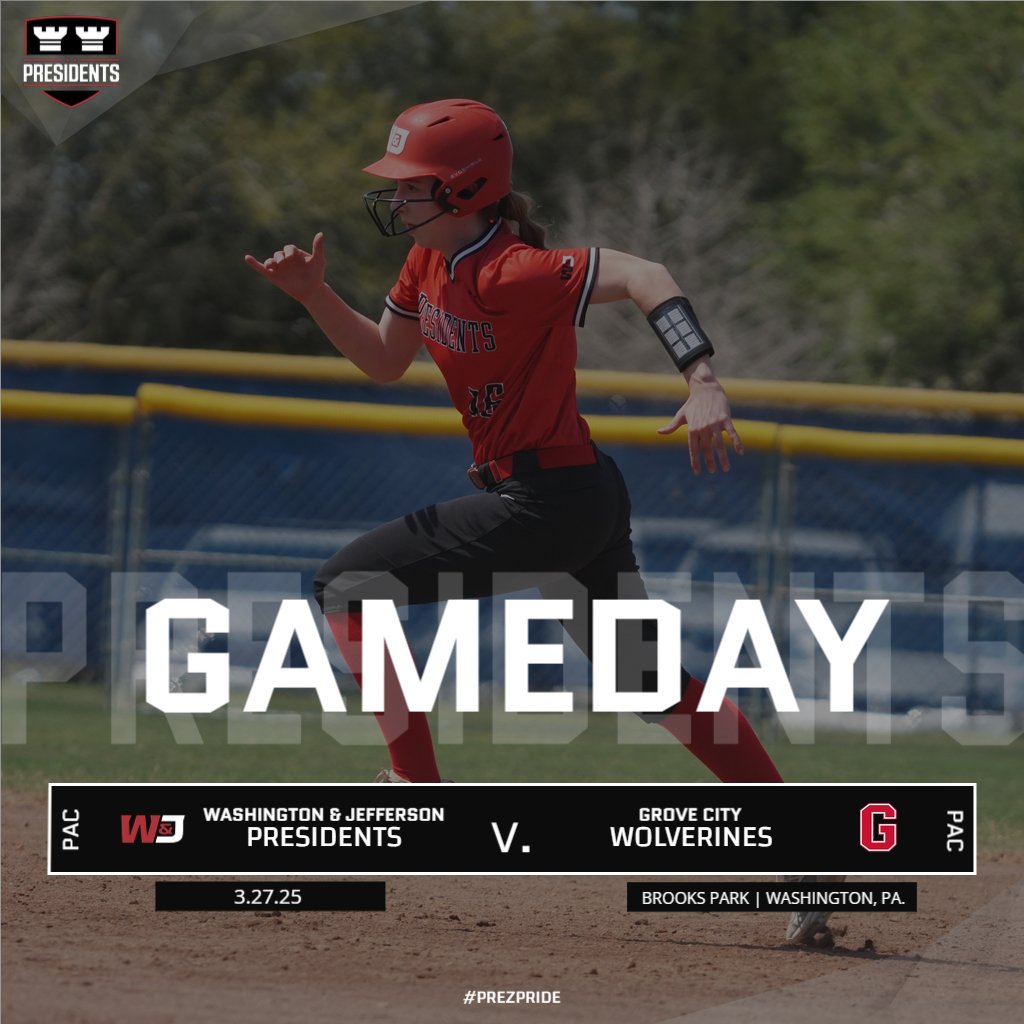 First PAC Doubleheader at Home!🥎

📍 Washington, Pa.
🆚 Grove City (DH)
🕒 3:30 PM / 5:30 PM
📺 pacdigitalnetwork.com/presidents/
📊 sidearmstats.com/washjeff/softb…

#PrezPride <a href="/washjeffSB/">W&J Softball</a>