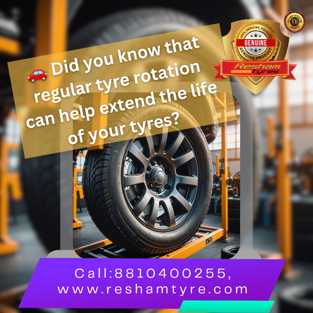 TyresNoida's tweet photo. 🚗 Did you know that regular tyre rotation can help extend the life of your tyres? 
#reshamtyre #TyreRotation #CarMaintenance #SafetyFirst #Wheelcare #wheelalignment #wheelbalancing #nearme #tyre https://t.co/W7S0jqRITt
