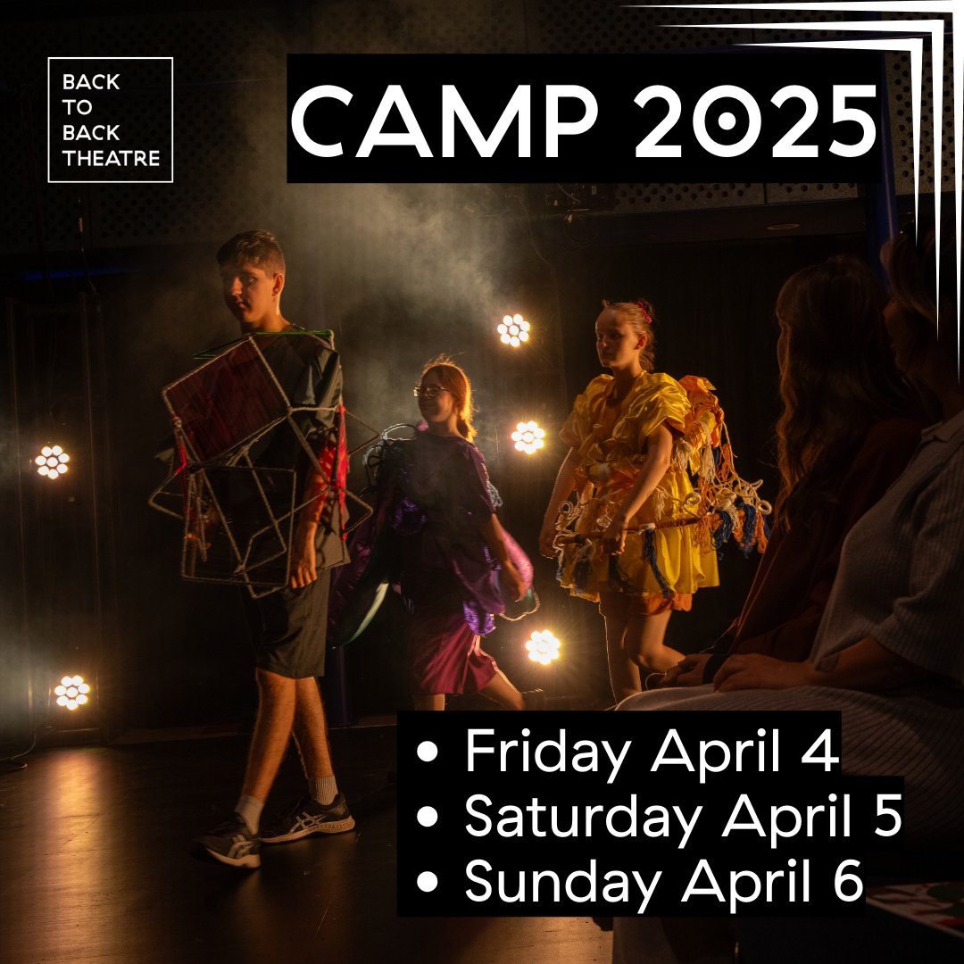 CAMP 2025 is almost here! 

Join us for 3 incredible days of theatre, art-making, and creative workshops, all leading up to PARADE—a spectacular finale performance! 🎭🎨🎶

📅 April 4–6

There are still tickets left! Don’t miss it
backtobacktheatre.com/project/camp/