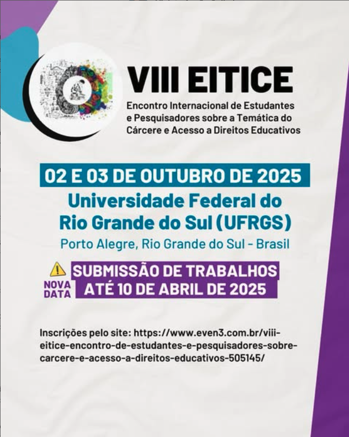 📢 VIII EITICE | 2-3 oct 2025, UFRGS, Brasil. Envío de trabajos hasta 10/04. Info e inscripción: 
✍🏼Registro even3.com.br/viii-eitice-en…
📩 Contacto eitice2025@gmail.com