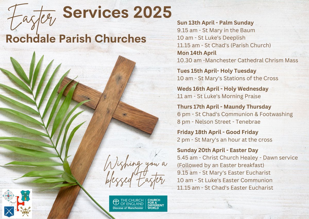 St Mary in the Baum Rochdale (@stmaryinthebaum) on Twitter photo Join us this Easter ✝️
<a href="/DioManchester/">Diocese of Manchester</a> #hopehasaname #Jesus <a href="/churchofengland/">The Church of England</a> #alleluia Join us this Easter ✝️
<a href="/DioManchester/">Diocese of Manchester</a> #hopehasaname #Jesus <a href="/churchofengland/">The Church of England</a> #alleluia
