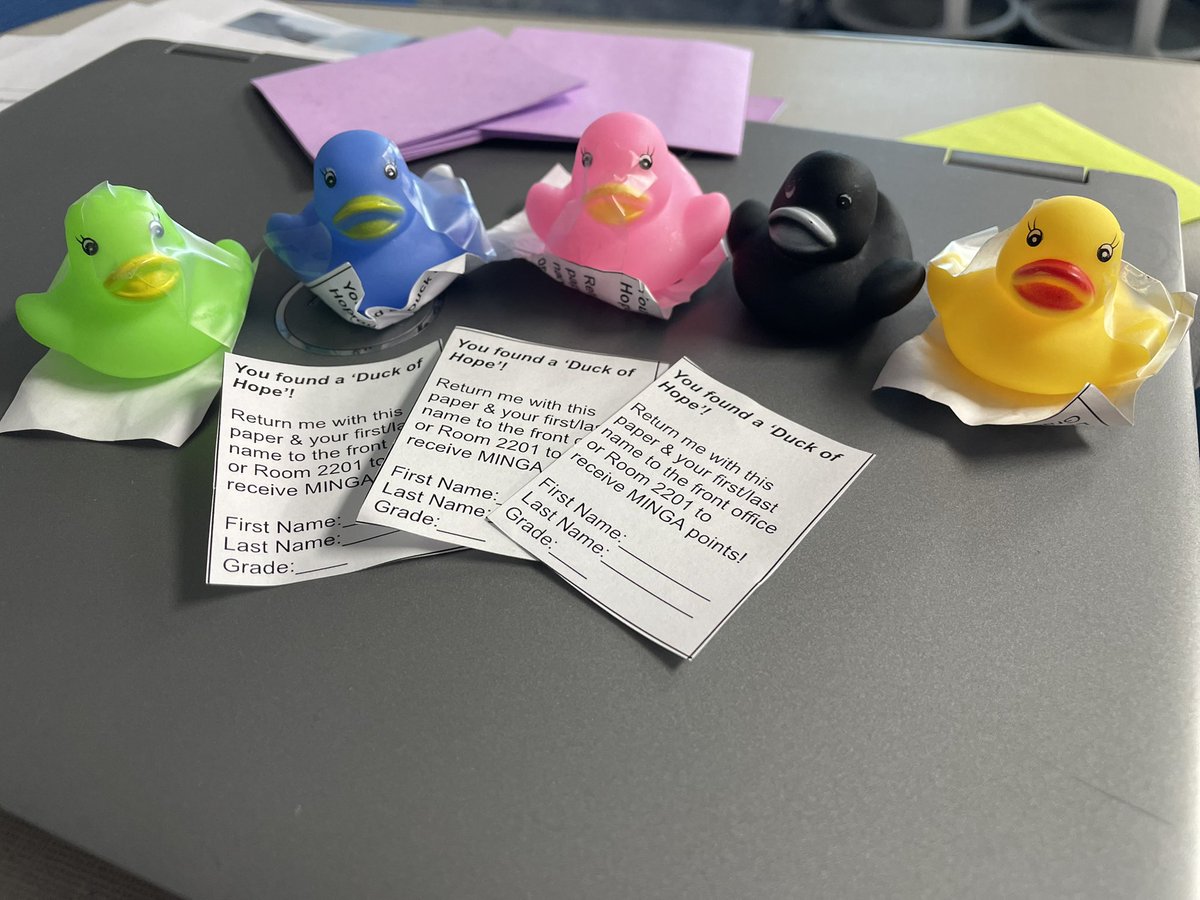 Be on the lookout for our “Ducks of Hope” hidden around campus this week! Find one &amp; return it to get Minga points! <a href="/Prosper_JonesMS/">Jones Middle School</a>