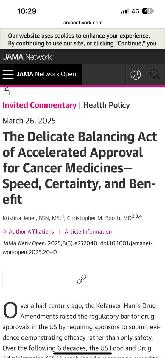 Kristina Jenei (@kjmeetswrld) on Twitter photo 🚨New editorial by myself and Twitterless Chris Booth on the trade off between speed and clinical benefit of ca drugs receiving accelerated approval.
An editorial for research from <a href="/ariadna_tibau/">Ariadna Tibau Martorell</a> <a href="/akesselheim/">Aaron Kesselheim</a> <a href="/PORTAL_Research/">Program On Regulation, Therapeutics, And Law</a>
jamanetwork.com/journals/jaman…
jamanetwork.com/journals/jaman… 🚨New editorial by myself and Twitterless Chris Booth on the trade off between speed and clinical benefit of ca drugs receiving accelerated approval.
An editorial for research from <a href="/ariadna_tibau/">Ariadna Tibau Martorell</a> <a href="/akesselheim/">Aaron Kesselheim</a> <a href="/PORTAL_Research/">Program On Regulation, Therapeutics, And Law</a>
jamanetwork.com/journals/jaman…
jamanetwork.com/journals/jaman…