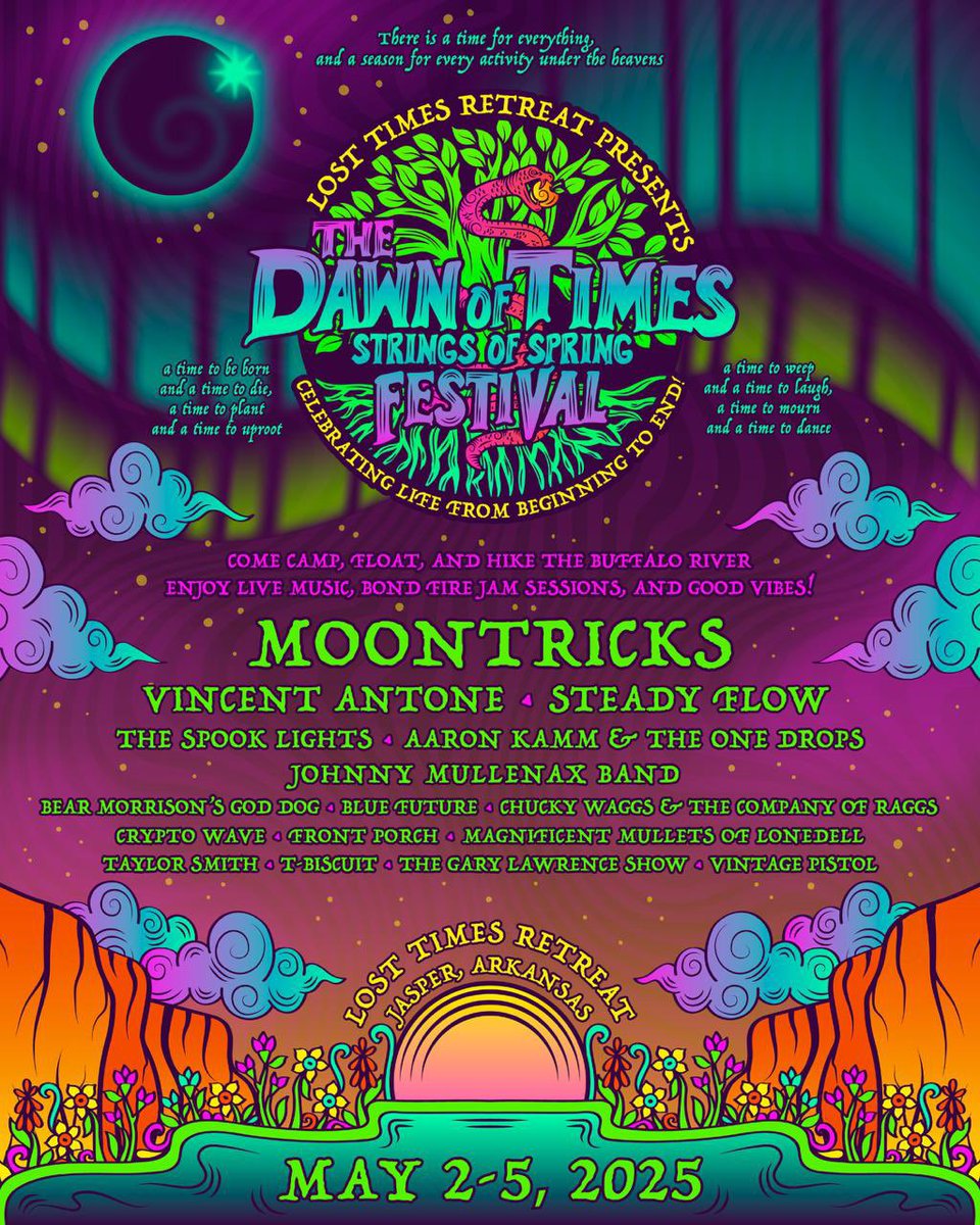 Arkansas fam! Catch us at Lost Times Festival Retreat May 2-5 🪕Use discount code “Moon” for 20% off festival passes at checkout 👀