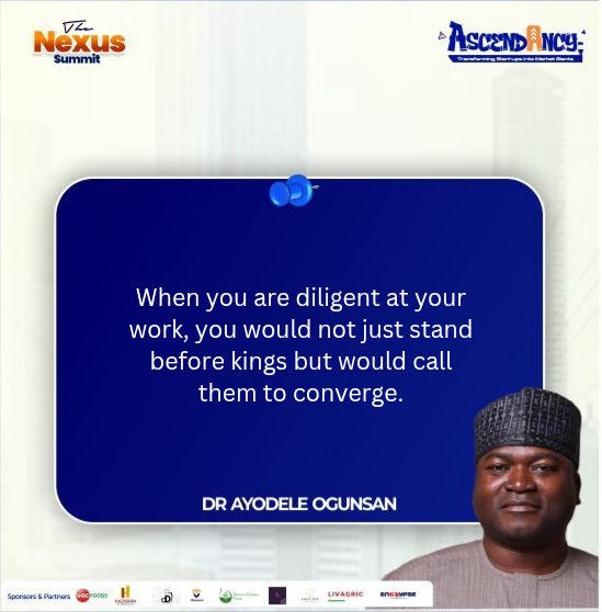 nex_sum's tweet photo. Keynote Address Highlights by Dr. Ayodele Ogunsan – Chairman, Executive Group of Companies 

#NexusSummit2025 #AscendWithNexus #FromStartupsToGiants #InTheRoom #ReliveNexus https://t.co/FwOJFB0mOC