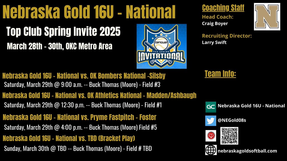 Nebraska Gold 16U - National (@negold08s) on Twitter photo Excited to get this group back together for the 1st time this season <a href="/TCNfastpitch/">Top Club National Fastpitch Events</a> Spring Invite!
Talented group of athletes looking compete against the very best all spring/summer! #GoldDNA
<a href="/NebraskaGold/">Nebraska Gold</a>
<a href="/prepfastpitch/">Prep Fastpitch</a>
<a href="/ExtraInningSB/">EXTRA INNING SOFTBALL</a>
<a href="/los_stuff/">Carlos Arias</a>
<a href="/LineDsoftball/">Line Drive Media</a> Excited to get this group back together for the 1st time this season <a href="/TCNfastpitch/">Top Club National Fastpitch Events</a> Spring Invite!
Talented group of athletes looking compete against the very best all spring/summer! #GoldDNA
<a href="/NebraskaGold/">Nebraska Gold</a>
<a href="/prepfastpitch/">Prep Fastpitch</a>
<a href="/ExtraInningSB/">EXTRA INNING SOFTBALL</a>
<a href="/los_stuff/">Carlos Arias</a>
<a href="/LineDsoftball/">Line Drive Media</a>