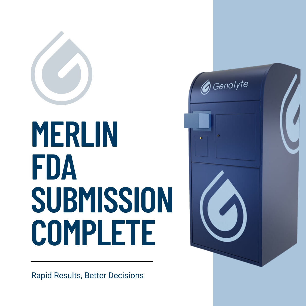 We’re proud to share that Genalyte has officially submitted the Merlin fully-automated laboratory to the FDA for premarket clearance, covering a menu of 39 analytes, with more to come! 

This marks a major step forward in our mission to bring real-time diagnostics to the point of