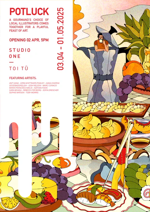 💃Upcoming events💃

Potluck - group show
April 3 ~May 1 (Opening April 2nd Wed 5pm)
Studio One Toi Tū, Ponsonby
Brand new artwork on display!

Mini Record Fair
April 6 (sun) 12-4pm
Urbanaut Brewery, Kingsland
Selling merch! (some new stuff) 