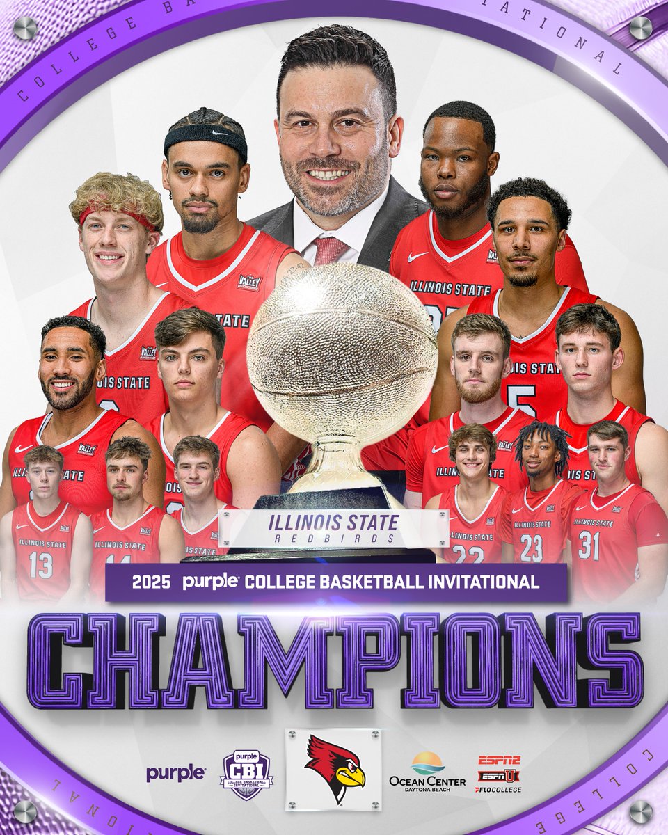 2025 Purple CBI Champions 🏆

<a href="/Redbird_MBB/">Illinois State Men's Basketball</a> defeats <a href="/csu_basketball/">Cleveland State Men’s Basketball 🏀</a> to take home their first ever post-season championship!!