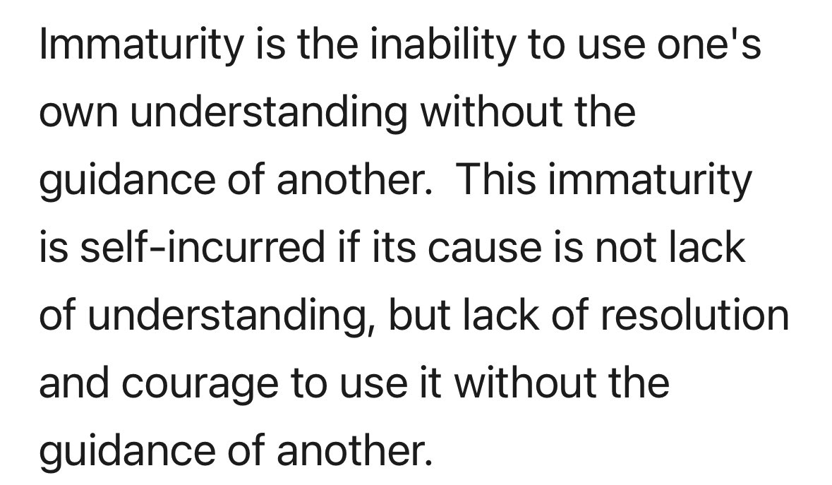 jonathanbfine's tweet photo. Student use of AI makes me think about what Kant says about immaturity in his essay on enlightenment, and how easy and convenient it is to remain immature forever. https://t.co/kOV3N3nUWz