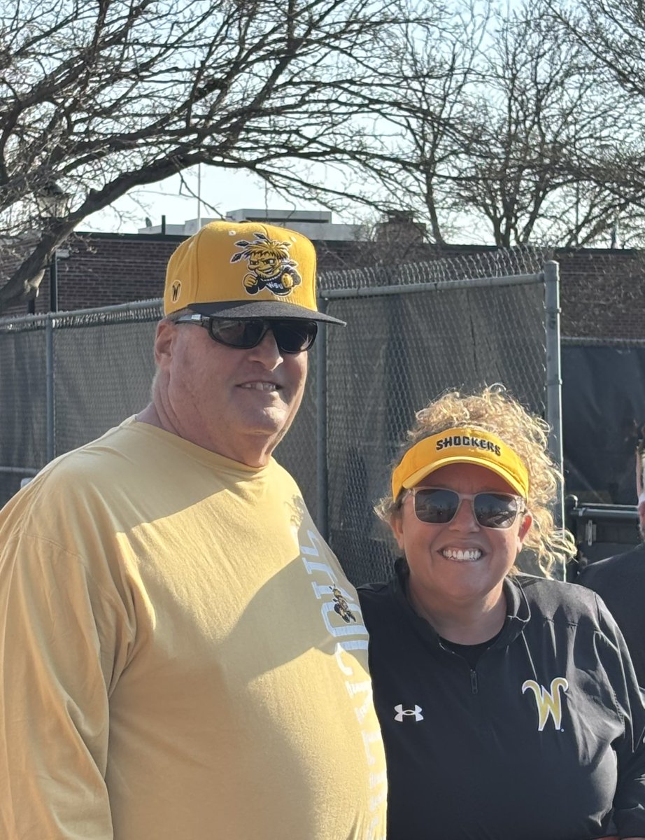 Shoutout to LOYAL and PASSIONATE <a href="/GoShockers/">Go Shockers</a> supporters John and Gail Wadsworth for their generosity in support of our <a href="/GoShockersSB/">Wichita State Softball</a> facility improvements  🙏🏽

Shot of John with his perfect CEREMONIAL FIRST PITCH mentored by Gail, Alex Johnson and <a href="/CoachBredbenner/">Kristi Bredbenner</a> 🥎 🌾