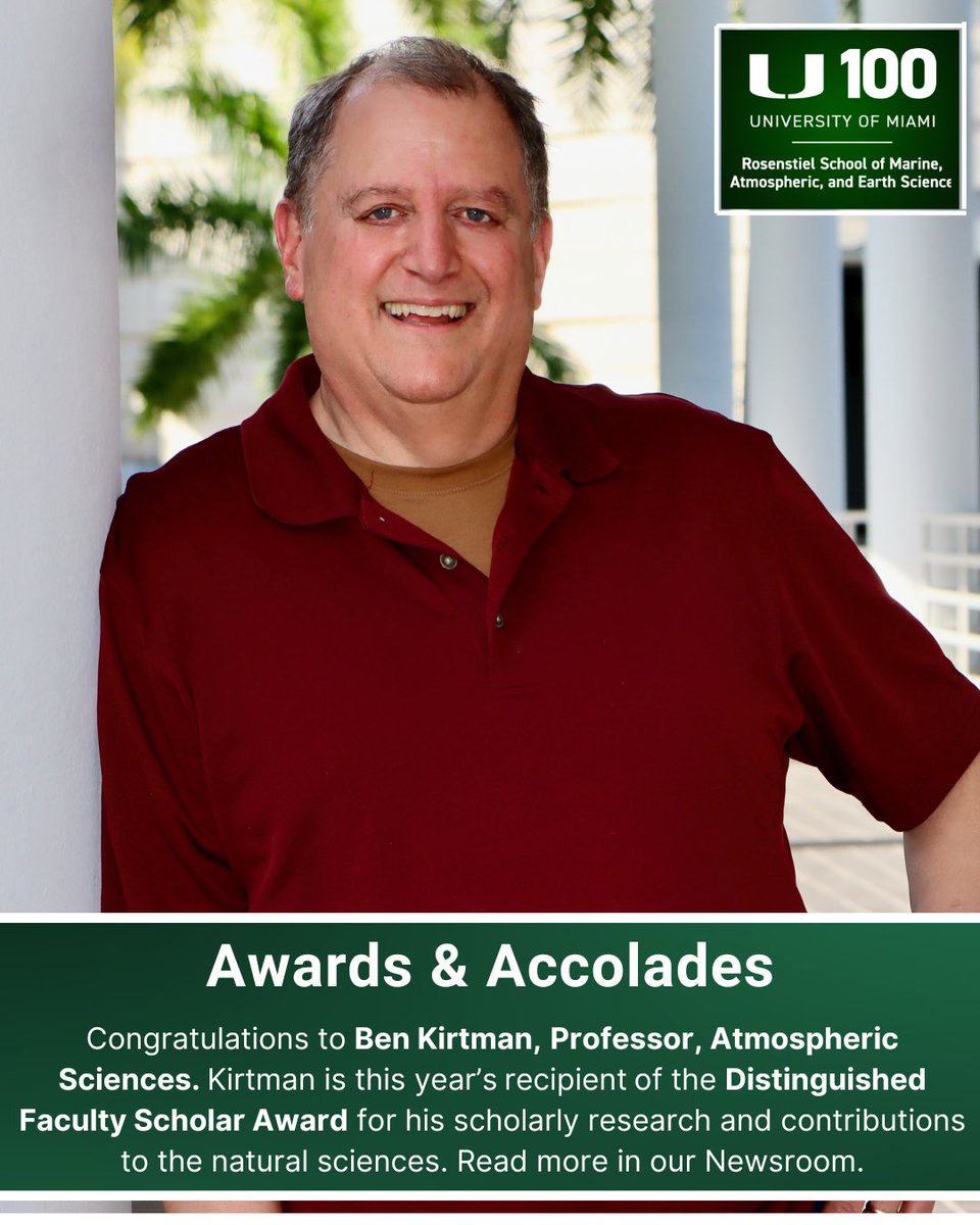 Prof. Ben Kirtman, director of <a href="/CIMASRosenstiel/">CIMASRosenstiel</a> and Dep. director <a href="/UMIDSC/">UM IDSC</a>,  is this year’s Distinguished Faculty Scholar Award which recognizes a single outstanding scholarly achievement or a lifetime of distinguished accomplishment in any area of research or creative activity.
