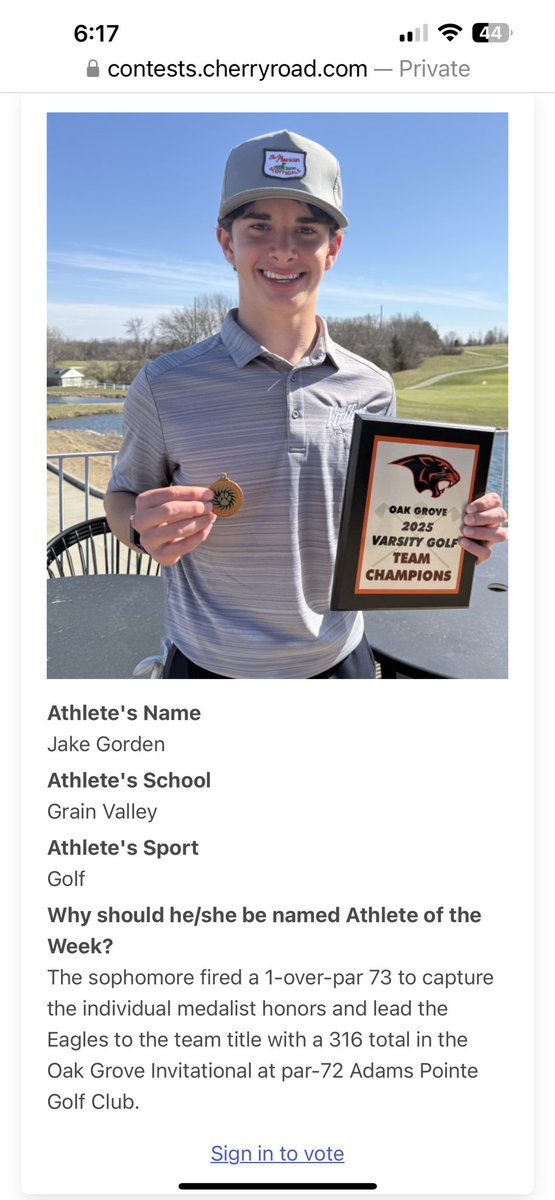 Please go and place your vote for Jake Gorden - GVHS Golf team.  

contests.cherryroad.com/event/9aa4fd5b…
